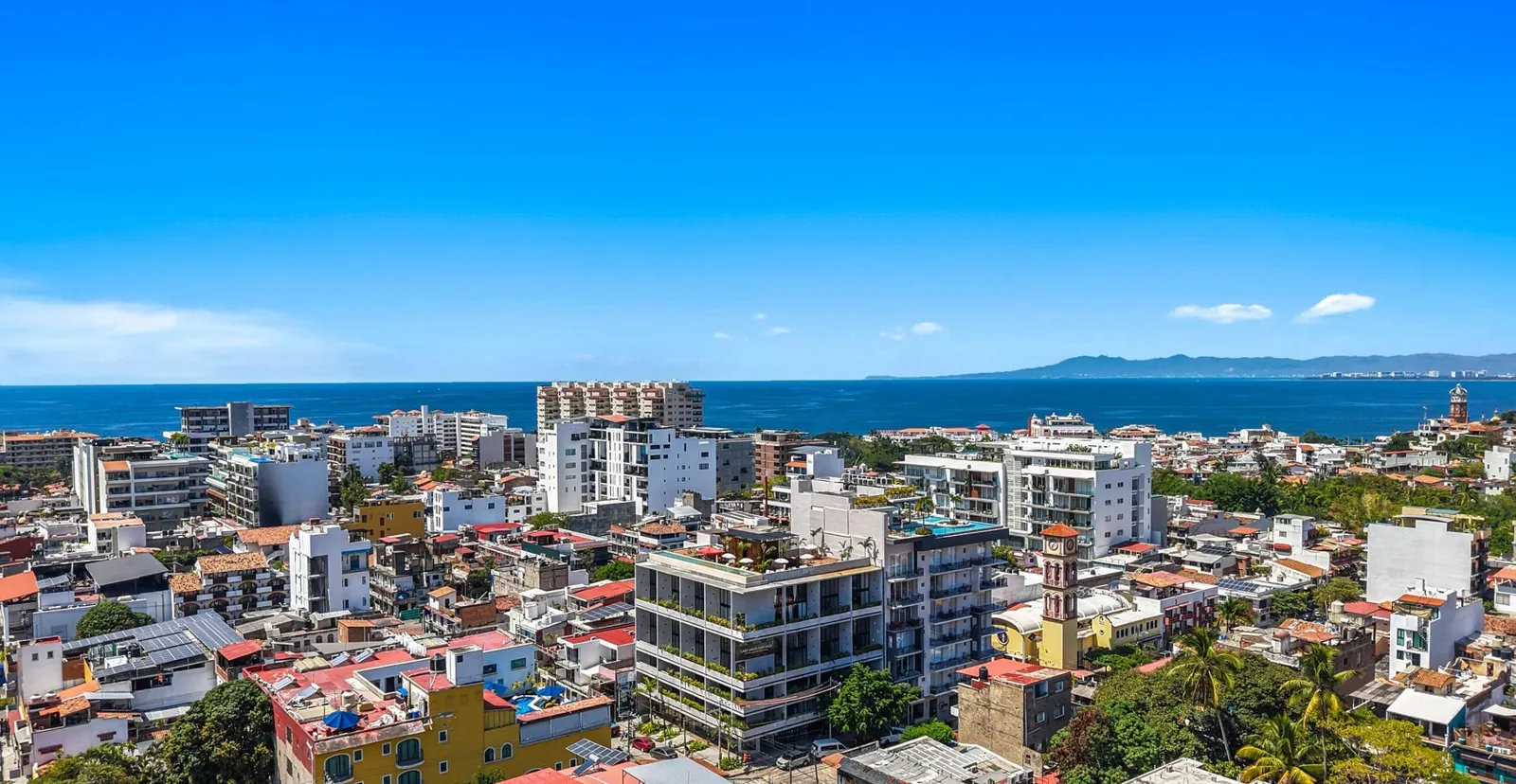 Aerial view of Romantic Zone towards the bay