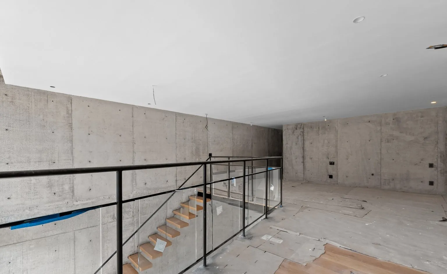 Mezzanine with glass railing