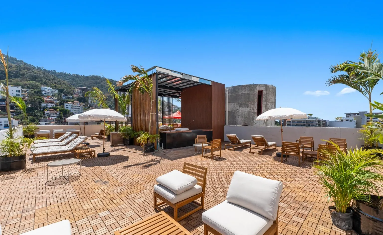 Rooftop lounge with cabana